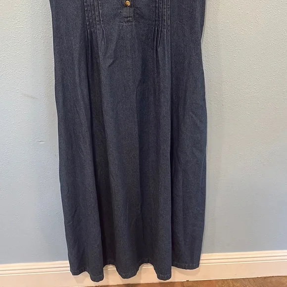 The Vermont Country Store Women's Sleeveless Denim Pintuck Jumper Dress sz M - Picture 5 of 7